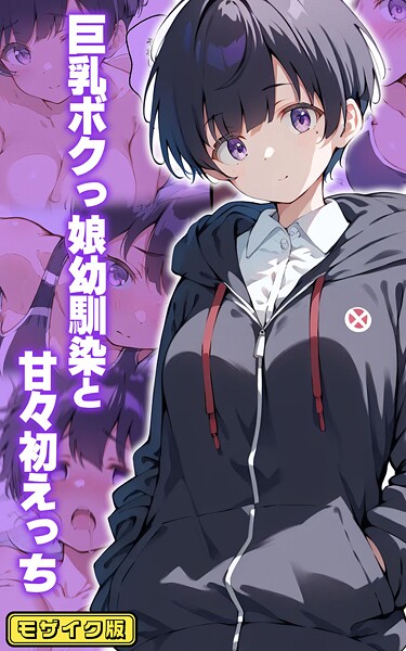 フルカラー-【巨乳ボクっ娘幼馴染と甘々初えっち モザイク版】初恋ラボ